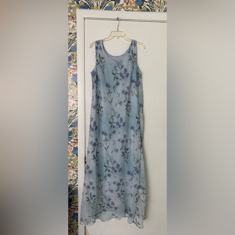 Floral Blue Sleeveless Dress